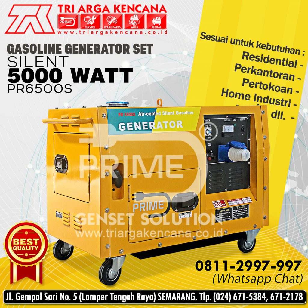 Genset PRIME Gasoline PR6500S 5000Watt - 50Hz - 3000Rpm