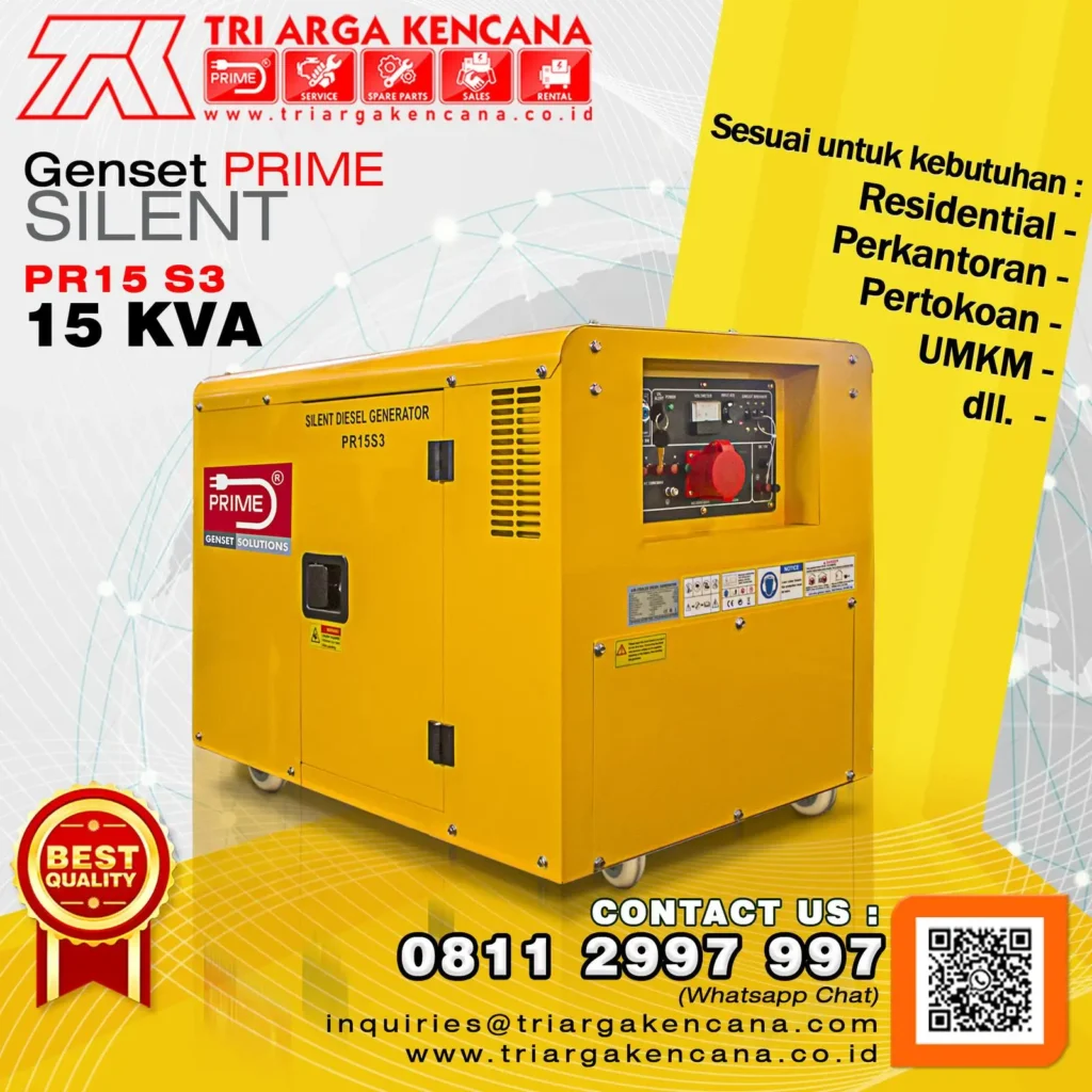 Genset Silent 15 kVA Prime untuk Rumah, Kantor & UMKM