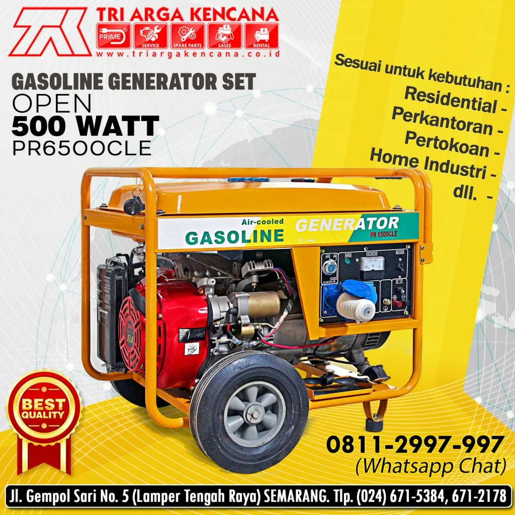Genset Bensin 500 Watt PRIME PR6500CLE untuk Rumah, Kantor & UMKM