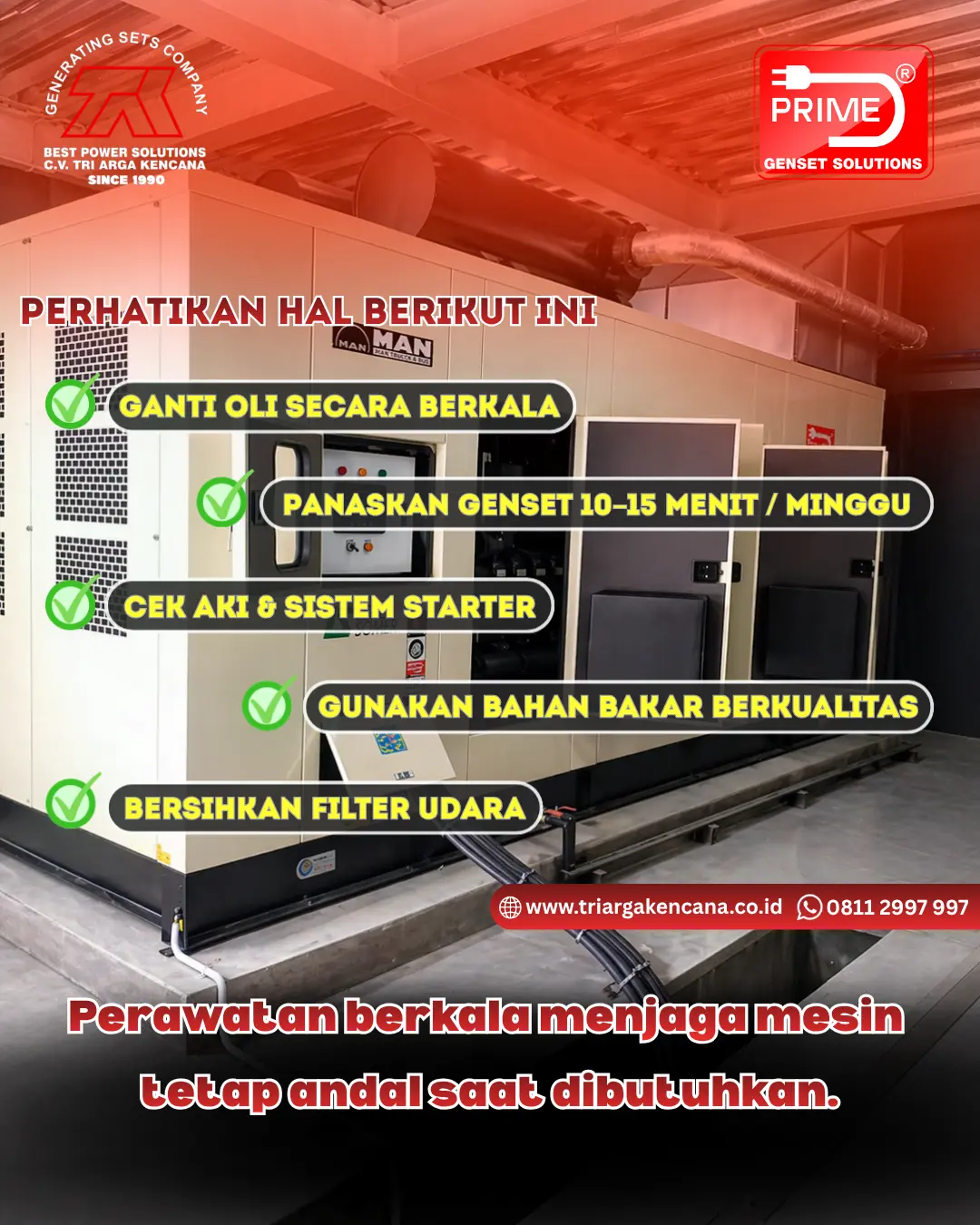 jadwal perawatan genset berkala