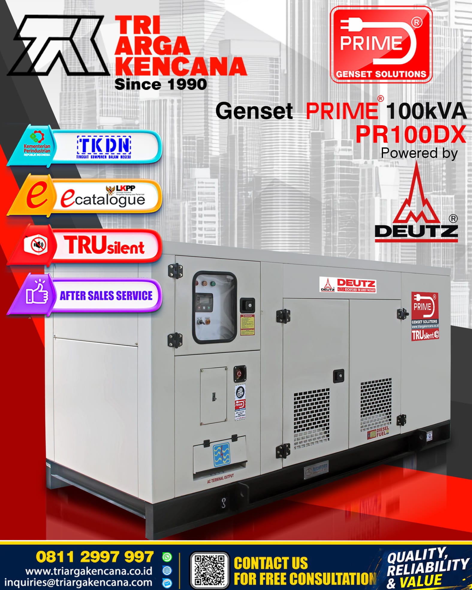 GENSET PRIME DEUTZ PR100DX, 100KVA