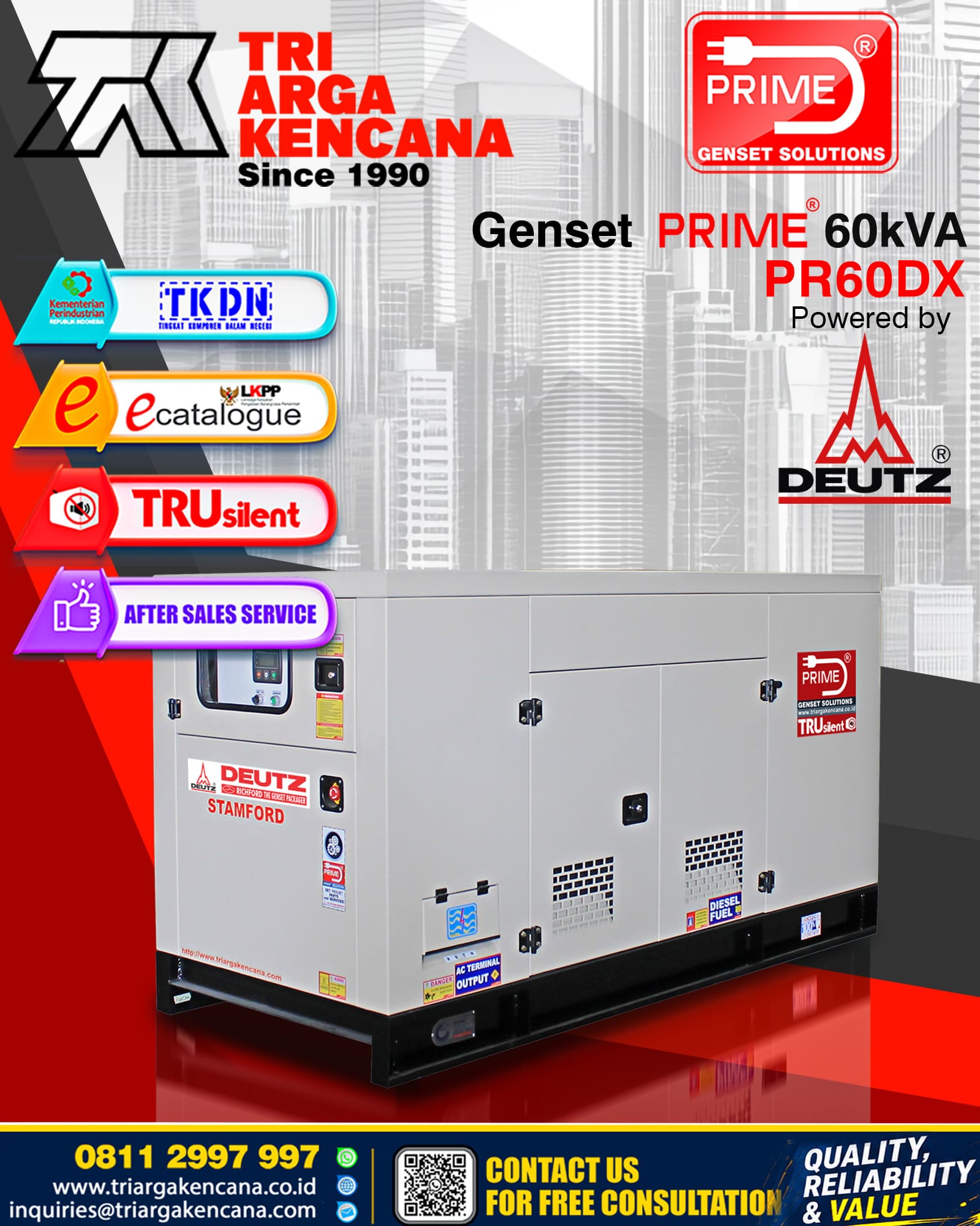 GENSET PRIME DEUTZ PR60DX, 60KVA
