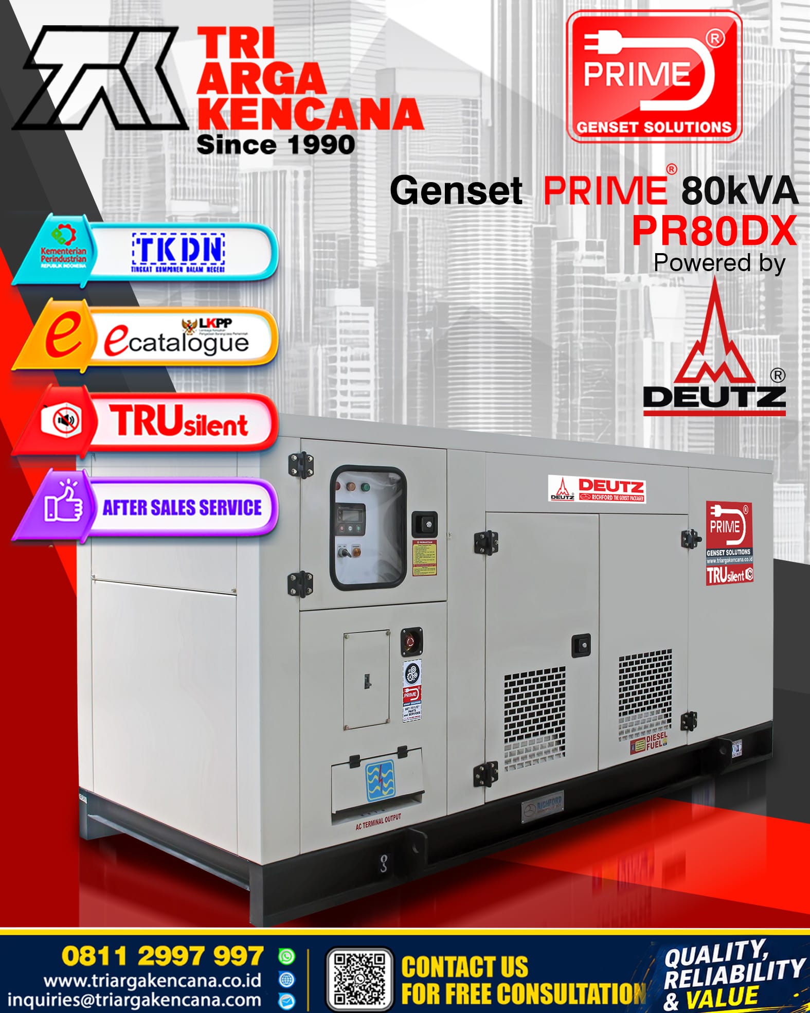 GENSET PRIME DEUTZ PR80DX, 80KVA