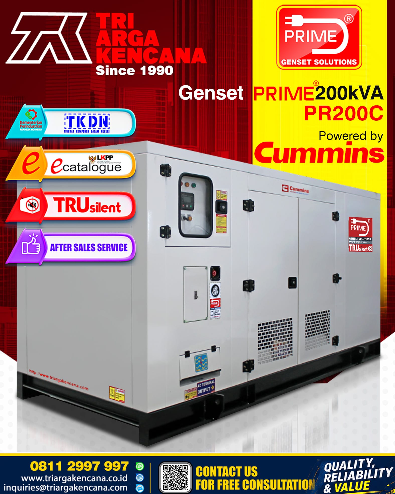 GENSET PRIME CUMMINS – PR200C 200KVA