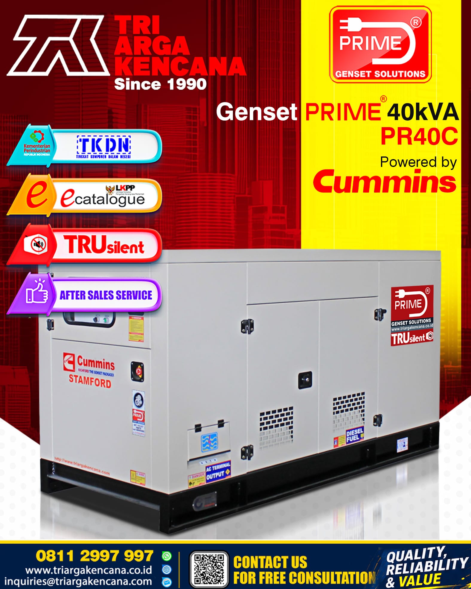 GENSET PRIME CUMMINS PR40-2C 40KVA
