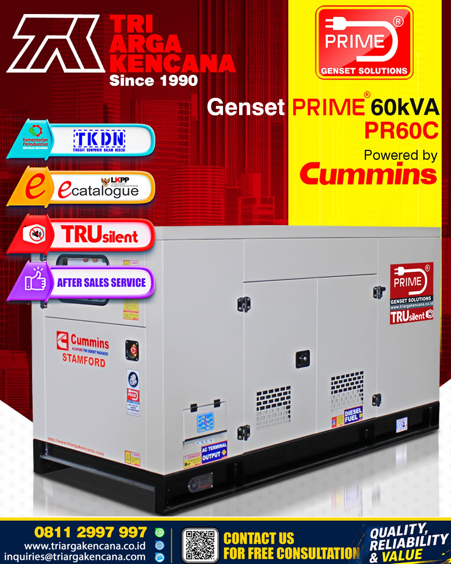 GENSET PRIME CUMMINS PR60C 60KVA