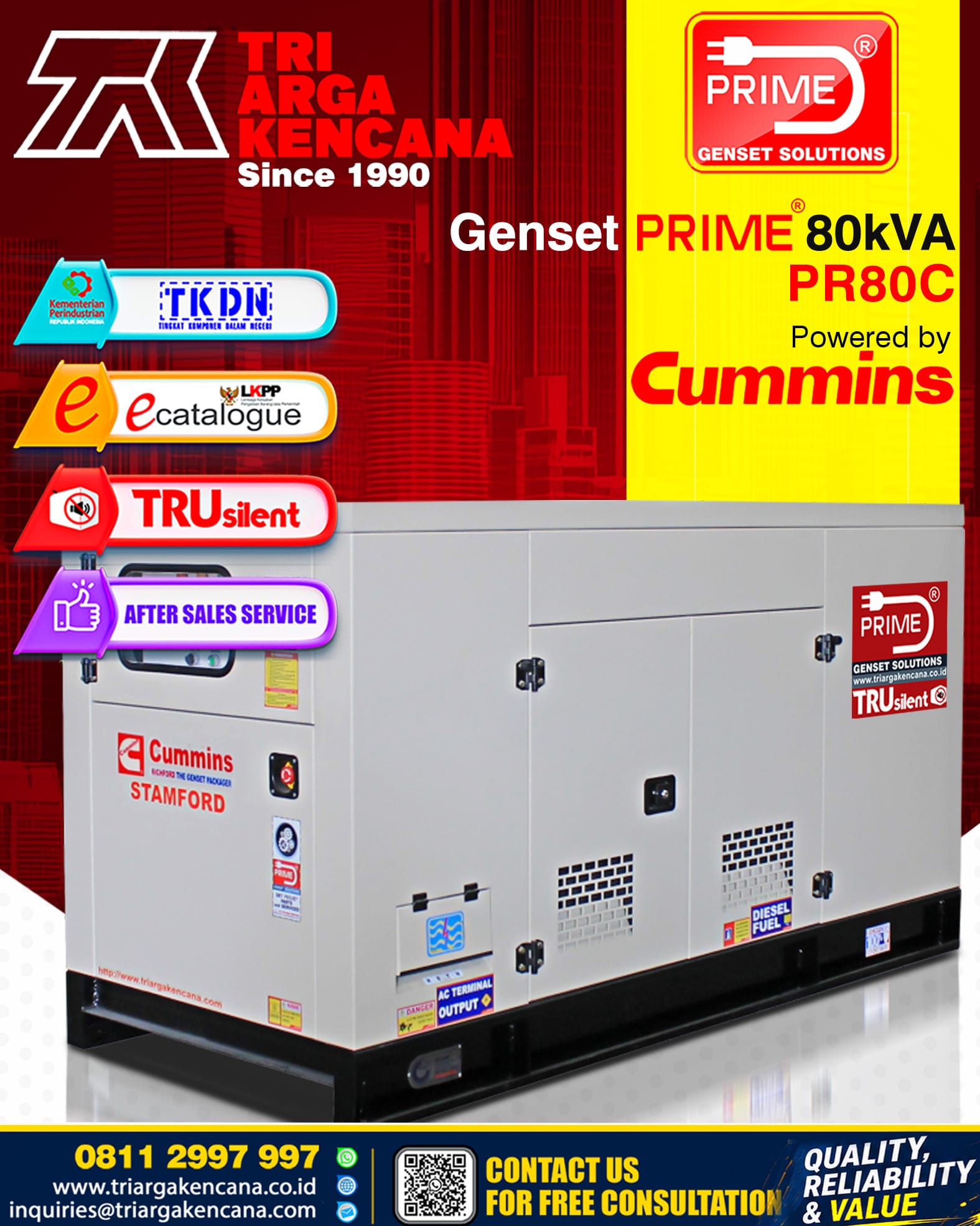 GENSET PRIME CUMMINS PR80C – 80KVA