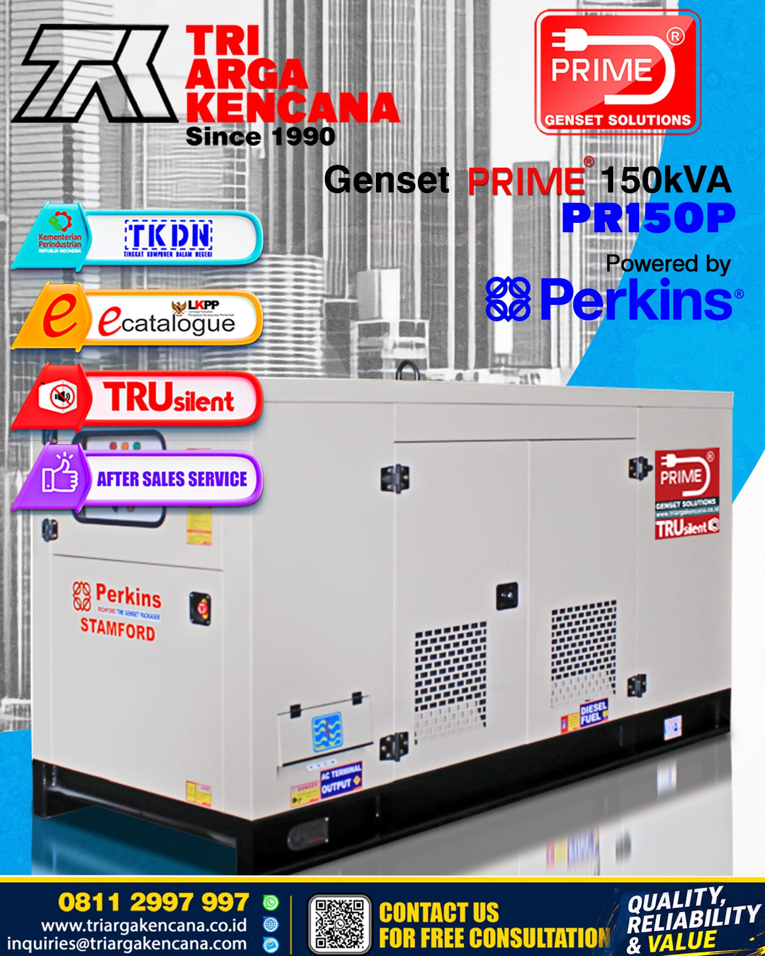 GENSET PRIME PERKINS PR150P – 150KVA