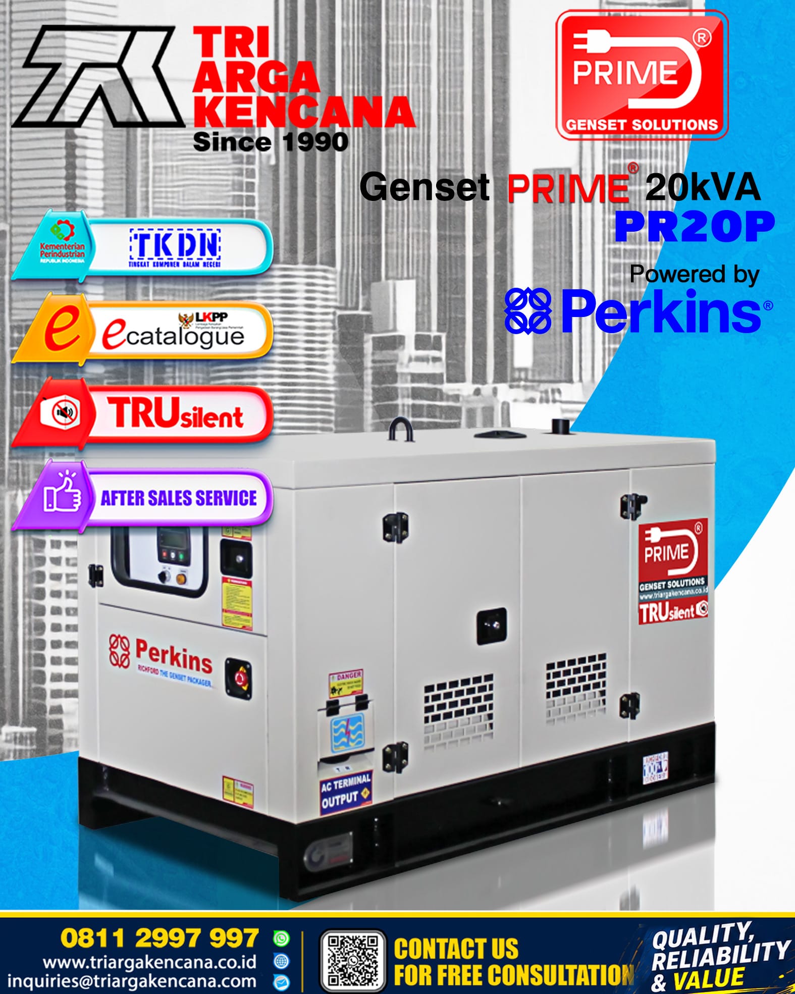 GENSET PRIME PERKINS PR20P – 20KVA