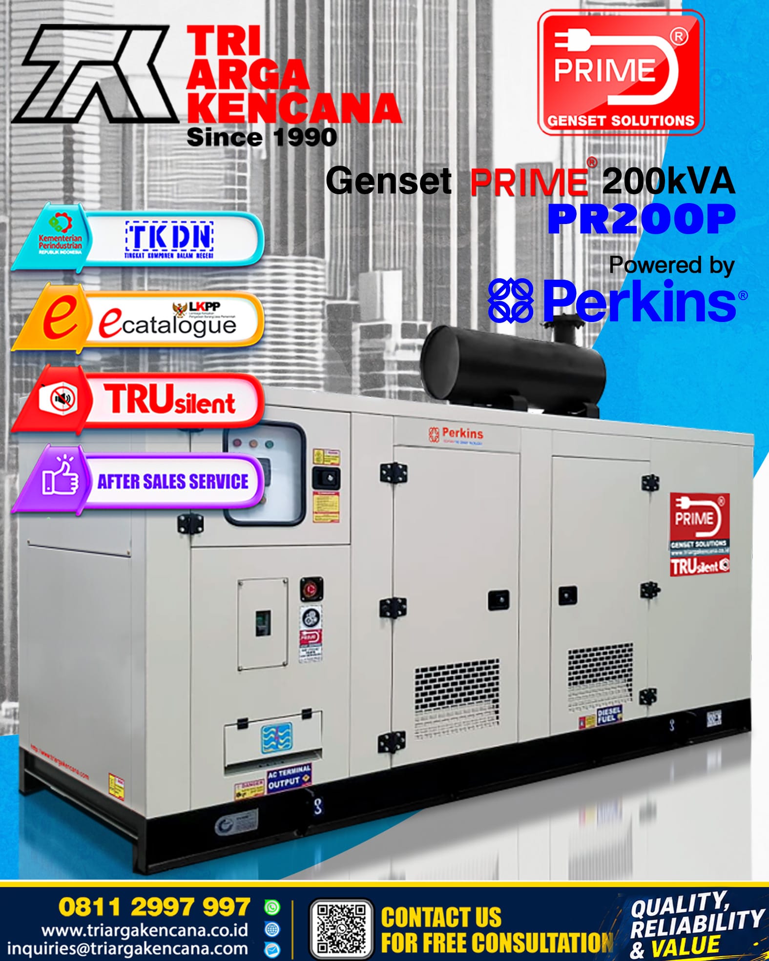 GENSET PRIME PERKINS PR250P – 250KVA