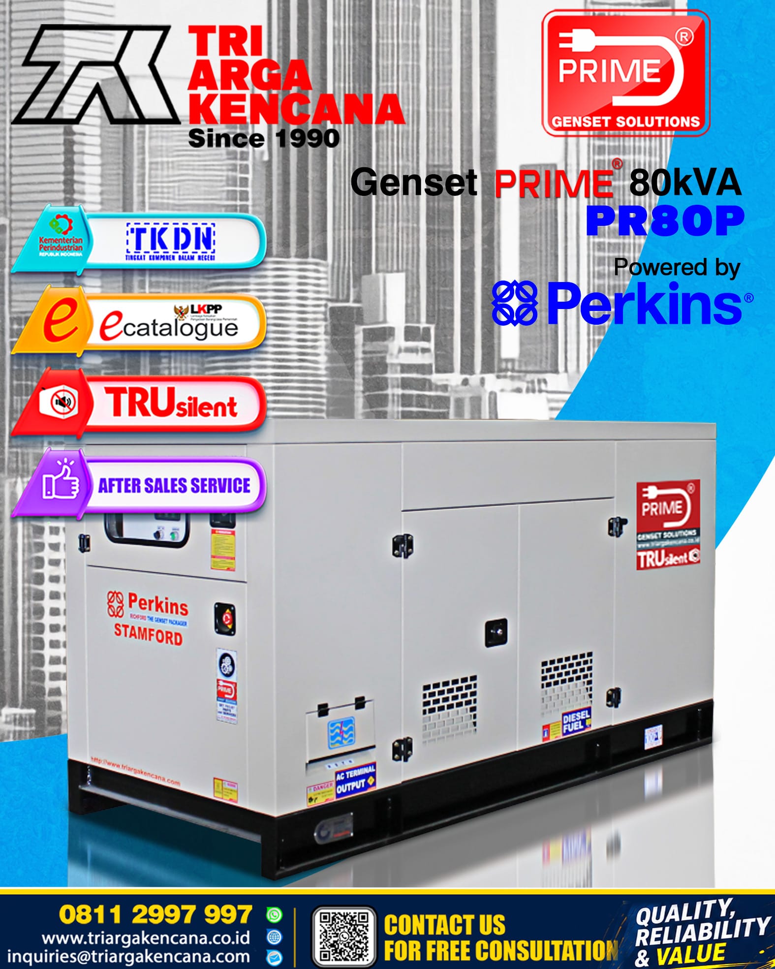 GENSET PRIME PERKINS PR80P – 80KVA