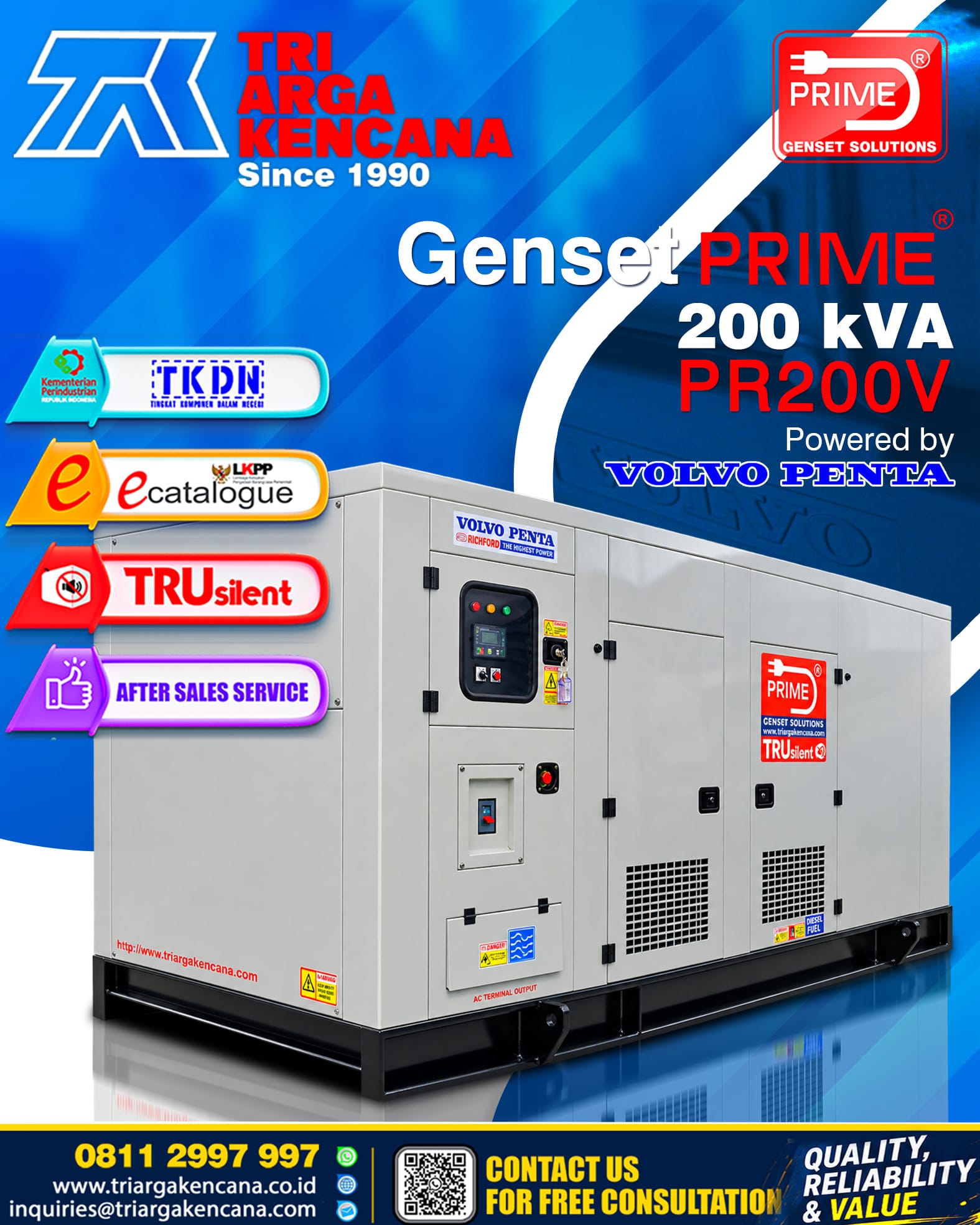GENSET PRIME VOLVO PENTA PR200V –  200KVA