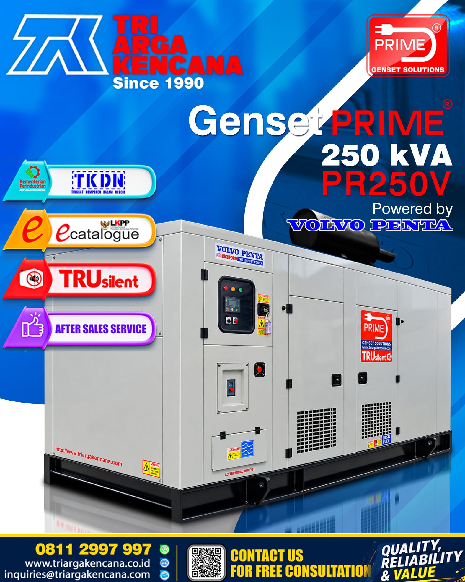 GENSET PRIME PR250V – VOLVO PENTA 250KVA