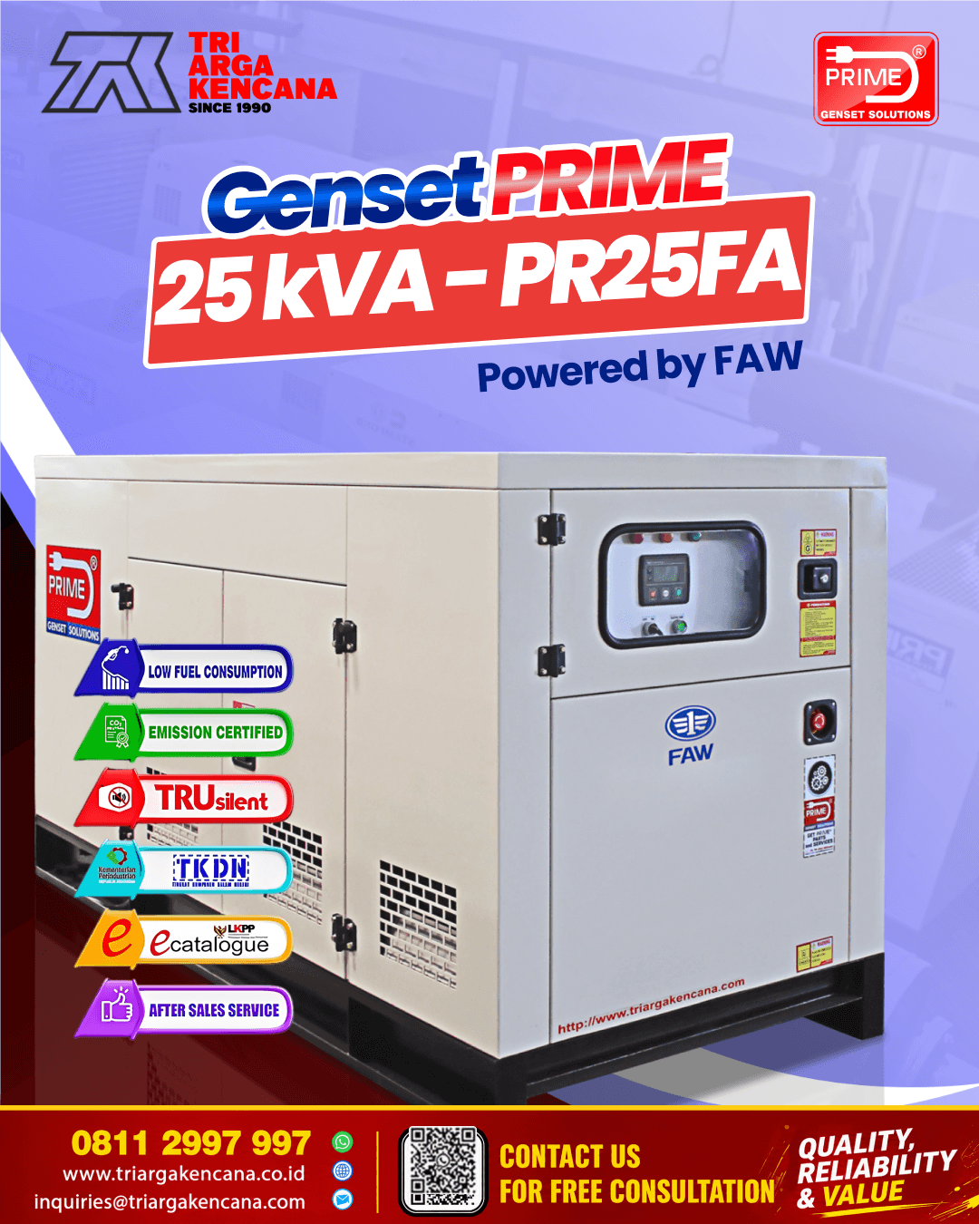 GENSET PRIME FAW PR25FA – 25KVA