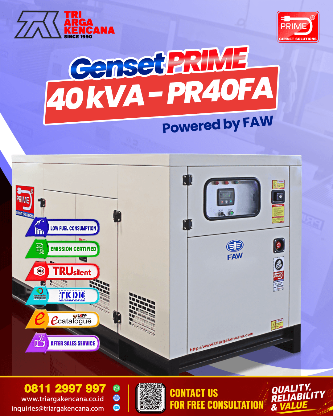 GENSET PRIME FAW  PR40FA – 40KVA